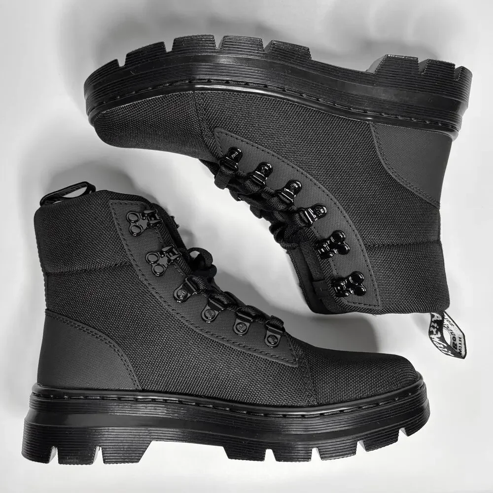 Dr. Martens Combs Women's Casual Combat Boots in Black Ajax+Extra Tough Poly - Picture 7 of 8